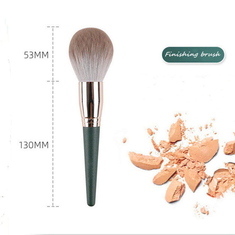 Dark Green Wood Handle Super Soft Blush Brush-02