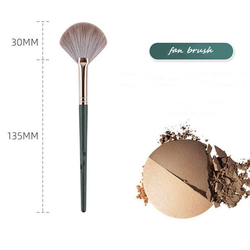 Dark Green Wood Handle Super Soft Blush Brush-07
