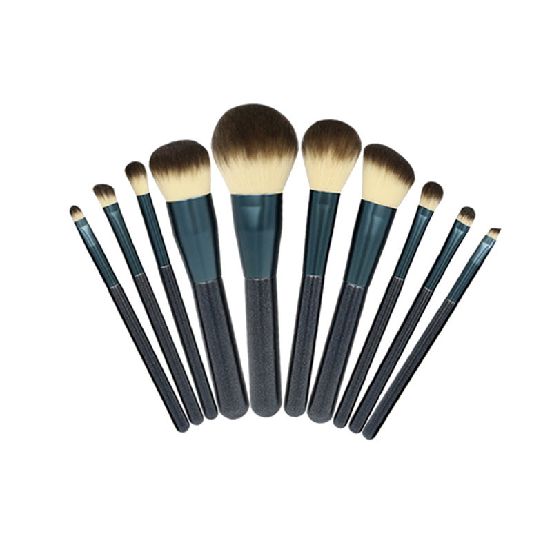Black Solid Wood Handle Makeup Brush Set-02