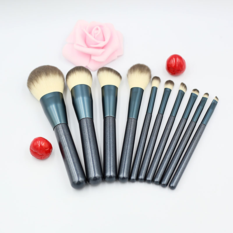 Black Solid Wood Handle Makeup Brush Set-03