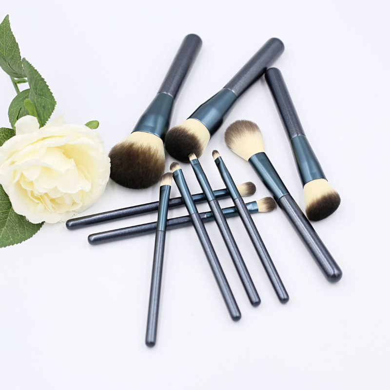 Black Solid Wood Handle Makeup Brush Set-04
