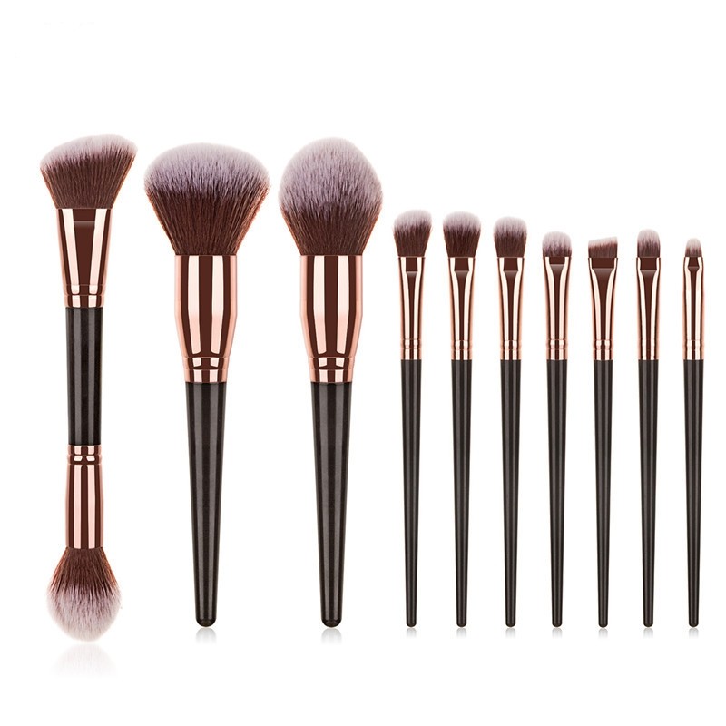 Black Wood Multifunction Makeup Brush Kit