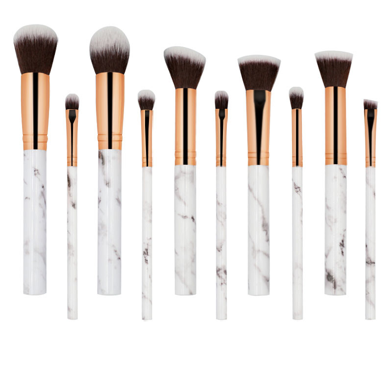 Customized Marble Handle Oval Makeup Brush Set from China-02