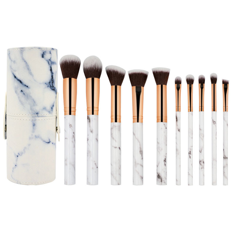 Customized Marble Handle Oval Makeup Brush Set from China-03