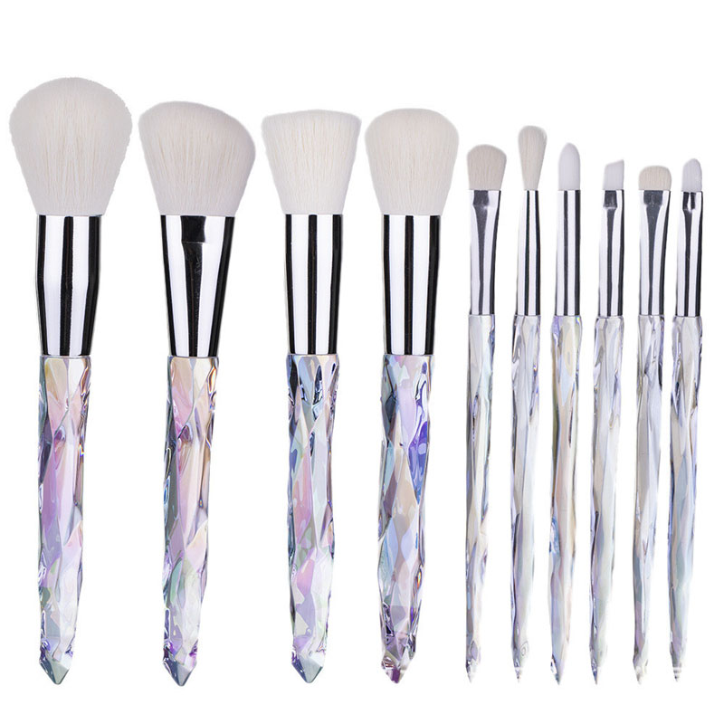 Transparent crystal handle makeup brush set-02