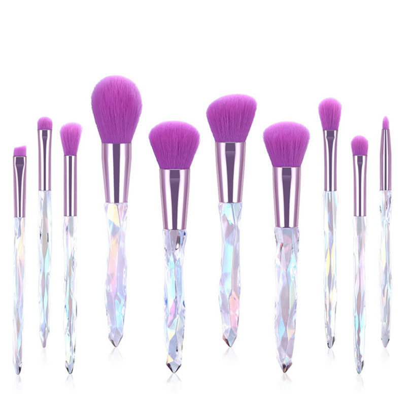 Transparent crystal handle makeup brush set-04
