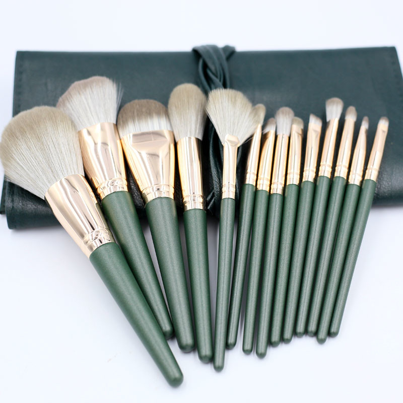 Wood Handle with Super Soft Nano Fiber Bristle Makeup Brush Set-02