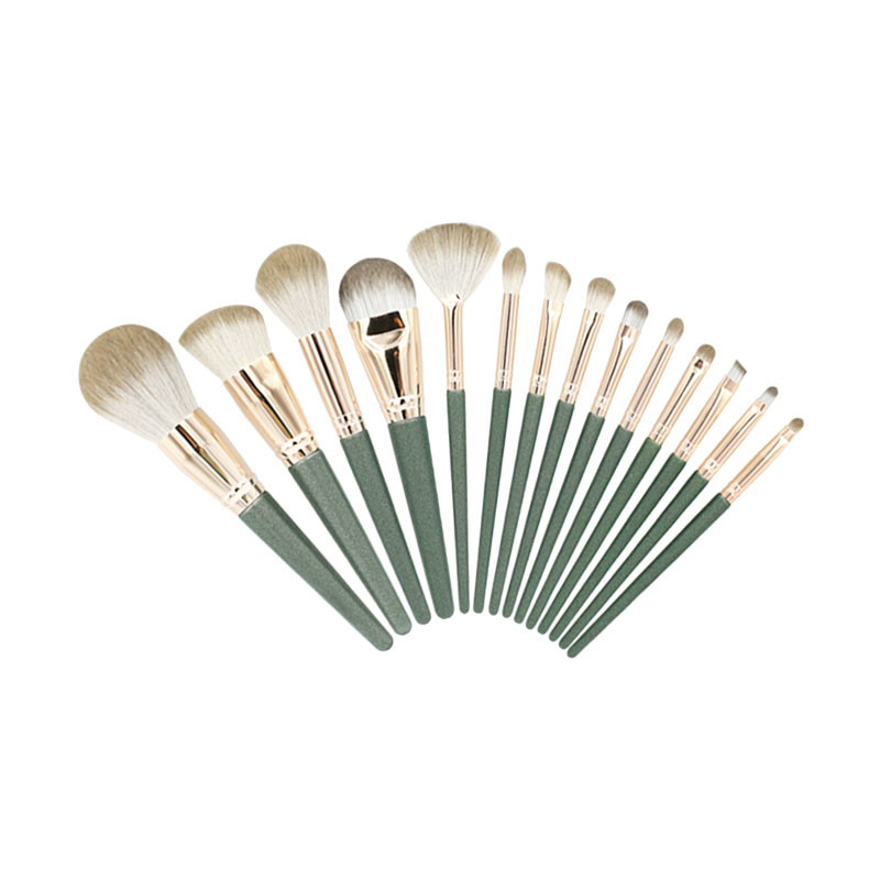 Wood Handle with Super Soft Nano Fiber Bristle Makeup Brush Set-06