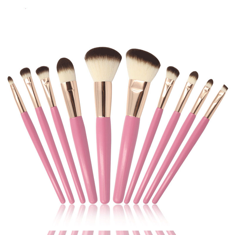 customized romantic pink makeup brush set
