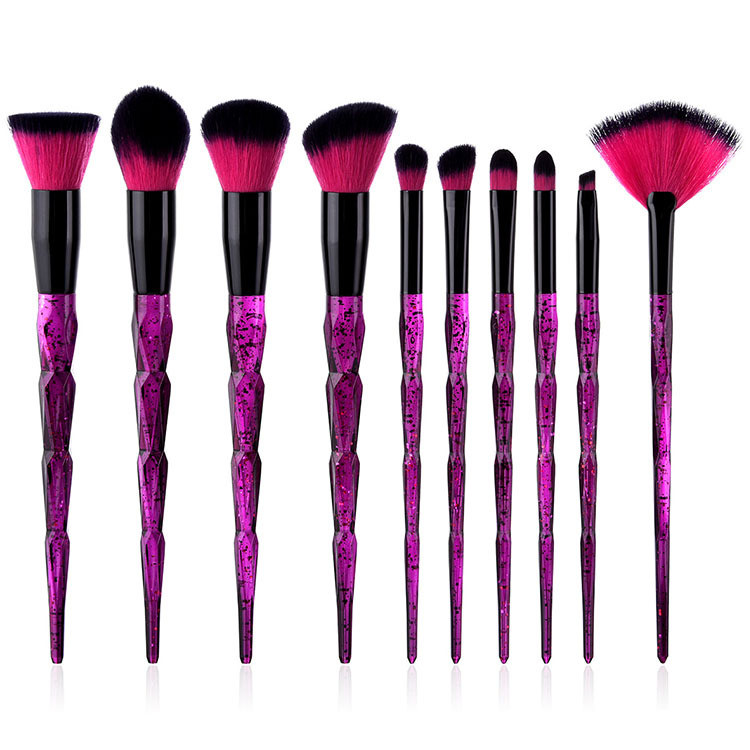 unique clear handle purple color makeup brush set-01