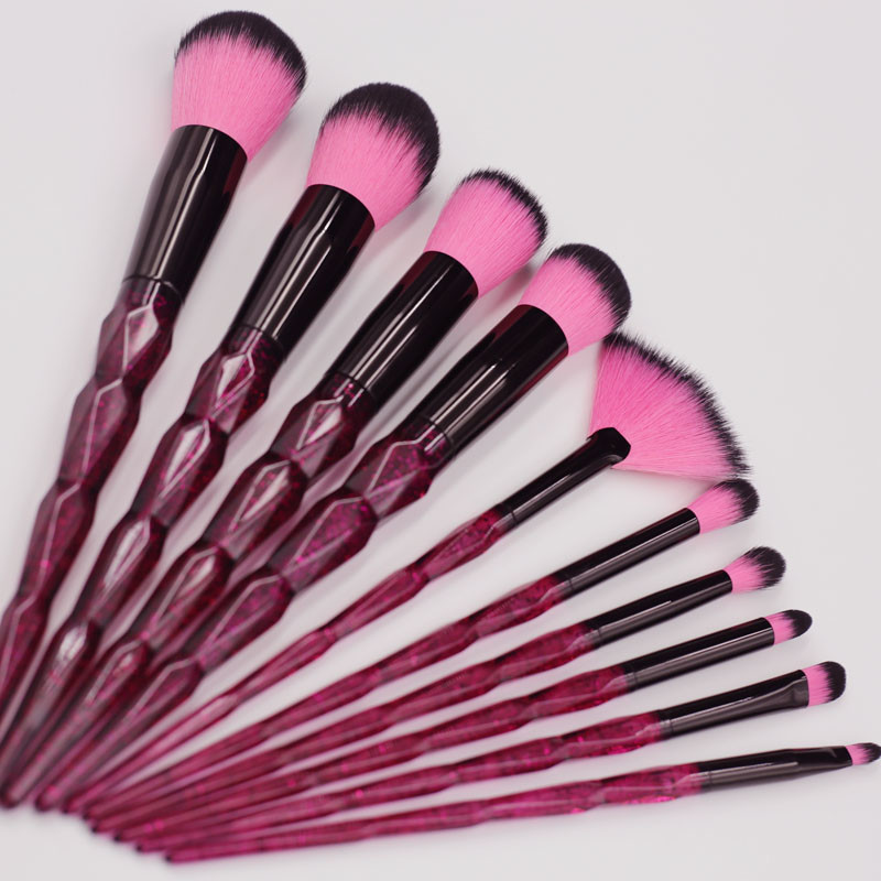 unique clear handle purple color makeup brush set-04