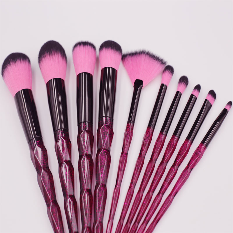 unique clear handle purple color makeup brush set-05