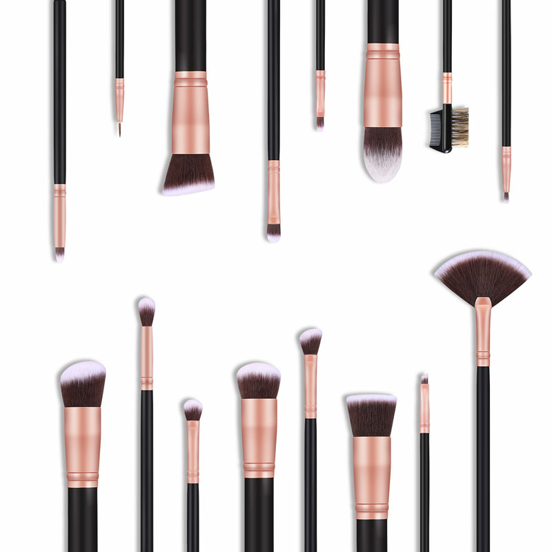 wood handle rose gold ferrule makeup brushes set-01